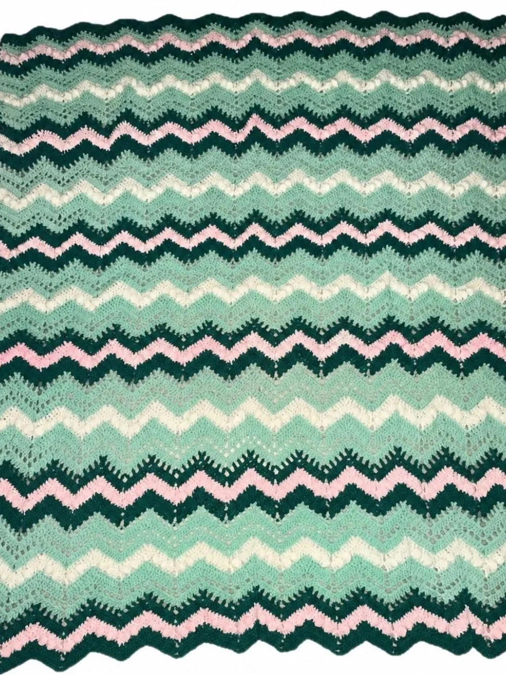 Vintage Cottagecore Crochet Ripple Blanket